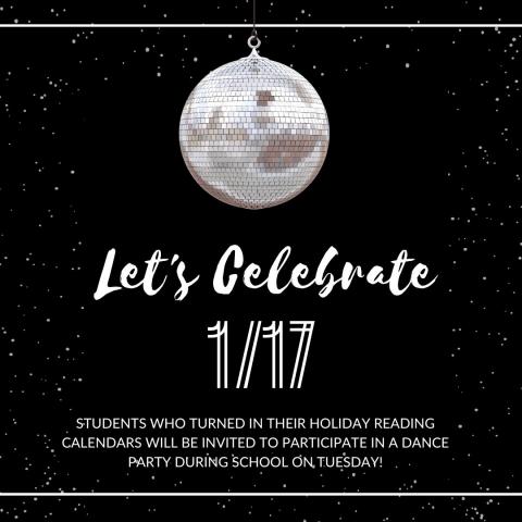 Reading dance party Tuesday January 17th during school